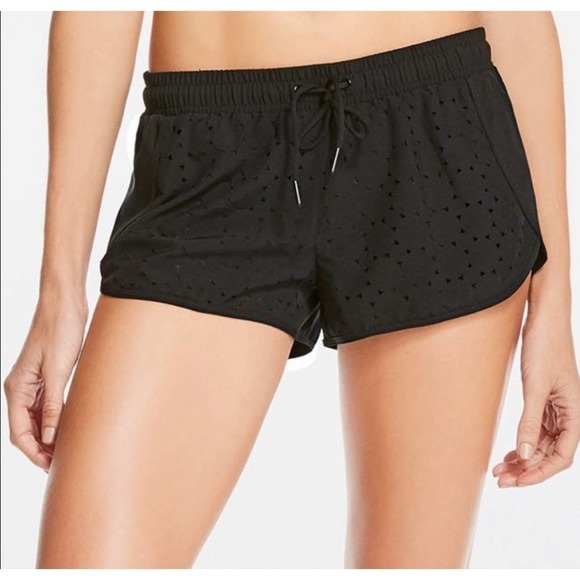 Fabletics Laser Cut Carrie Drawstring Waist Activewear Shorts Black - Picture 1 of 6